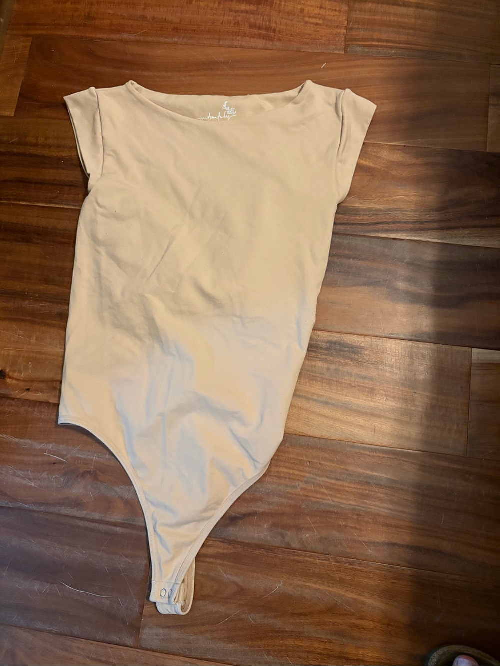 Free People Intimately Beige Boat Neck Cap Sleeve Bodysuit XS/S (567)